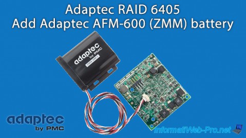 Mount and connect the Adaptec Flash Module 600 (AFM-600 / ZMM) battery to your Adaptec RAID Series 6, 6Q, or 6T controller
