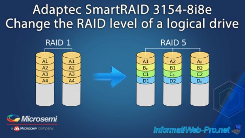 Changing the RAID level of a logical drive using maxView with the Adaptec SmartRAID 3154-8i8e controller