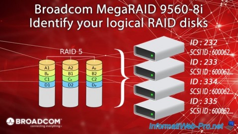 Identify your logical RAID disks created on an Broadcom MegaRAID 9560-8i controller using their unique identifier via BIOS and LSA