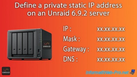 Define a private static IP address on an Unraid 6.9.2 server